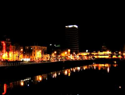 The River Liffey at night, from O'Connell Bridge