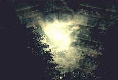 Stormy sky through glass roof