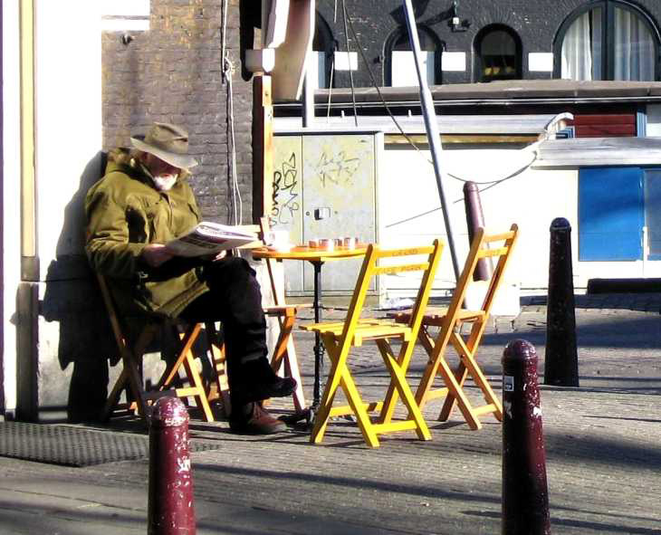 Canal-side cafe in Amsterdam