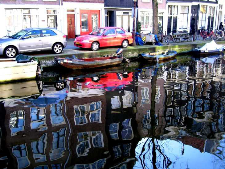Reflections in canal in Amsterdam