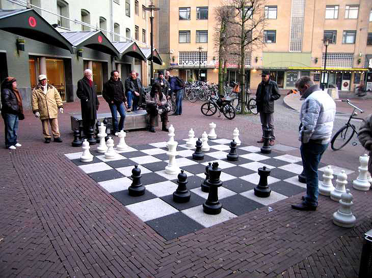 Outdoor chess game in Leidseplein, Amsterdam