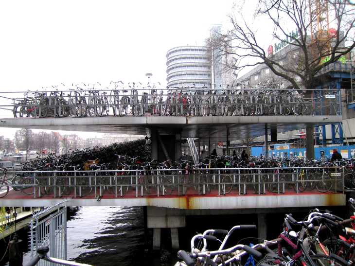 Multi-storey bicycle park outside Amsterdam Centraal Station