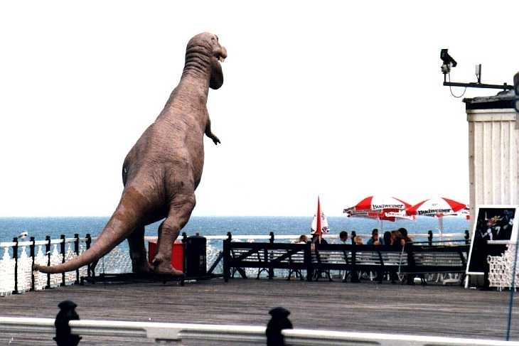 Dinosaur on the pier, Brighton, Sussex