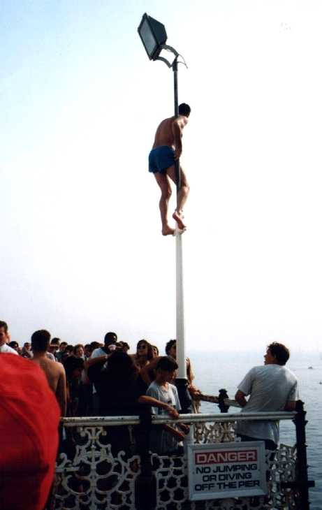 Preparing for the jump, the pier at Brighton, Sussex