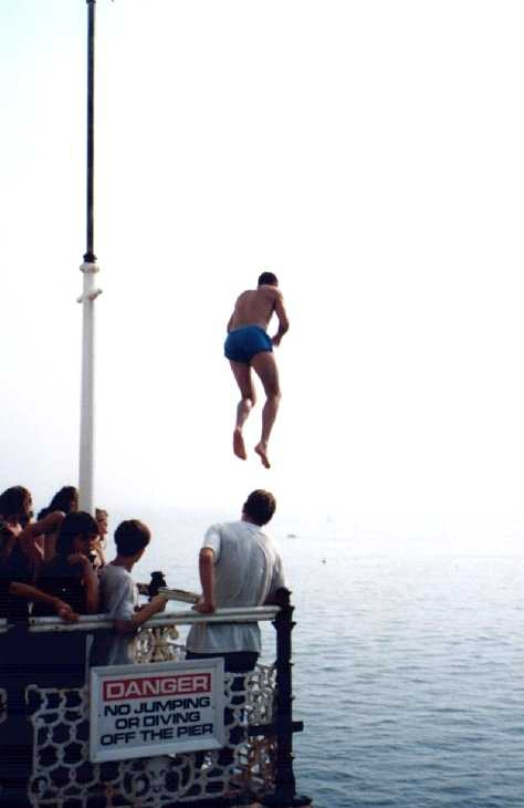 Jump from the pier at Brighton, Sussex