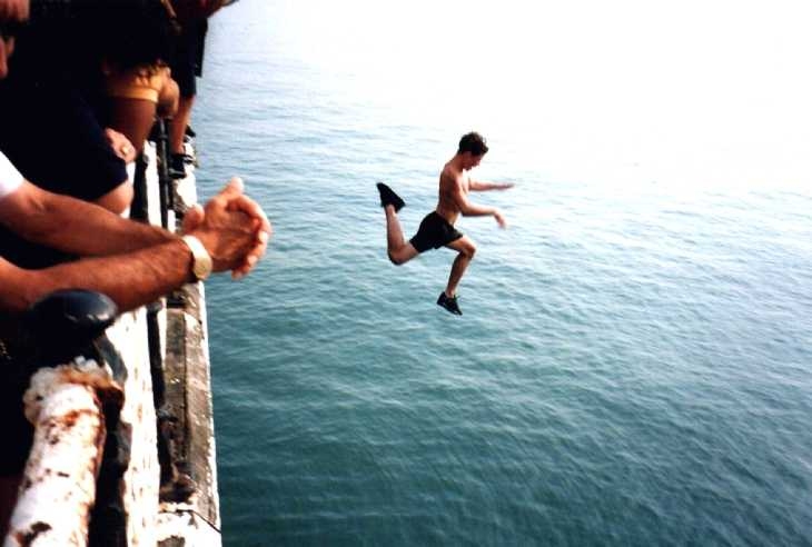 In free-fall, from the pier at Brighton, Sussex