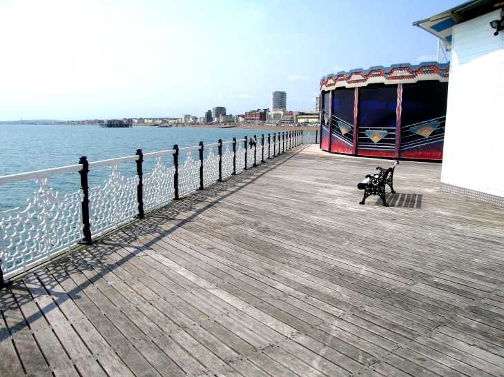 Sunlight space and sea, on the pier, Brighton, Sussex