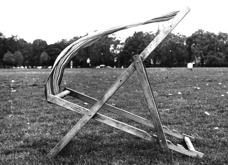 Deckchair re-shaped by wind