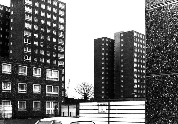 East London estate Black & white photograph