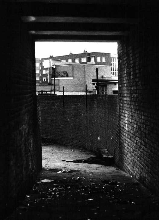 Footpath under bridge. East end of London