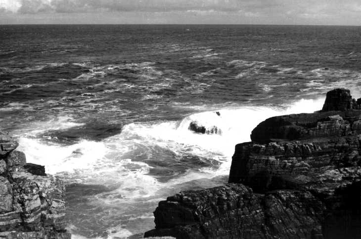 Waves breaking over rocks at the Butt of Lewis