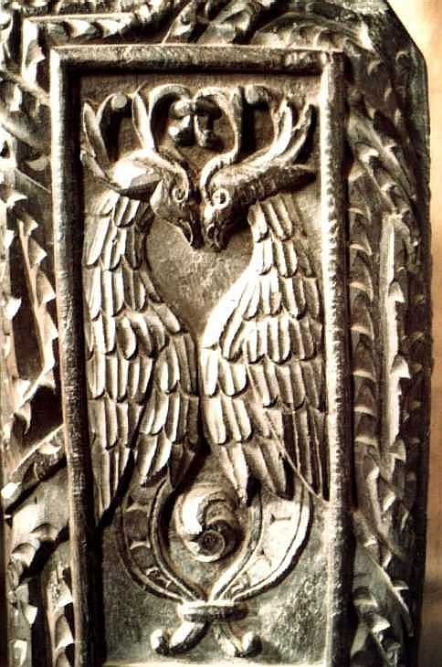 Carving on end of pew at St Levan church, Cornwall 2