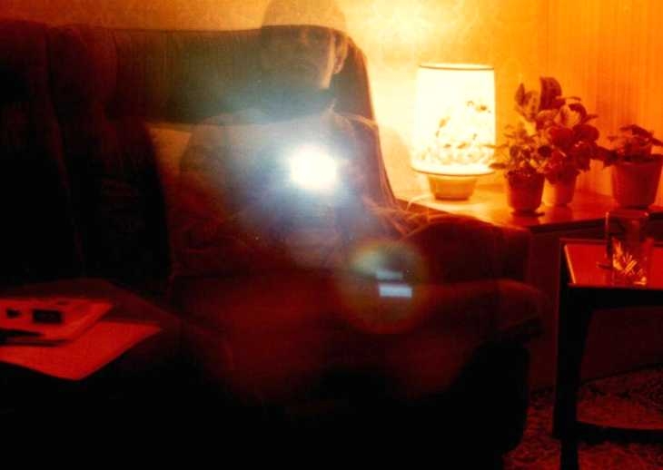 Experimental photography. Self-portrait with flash gun