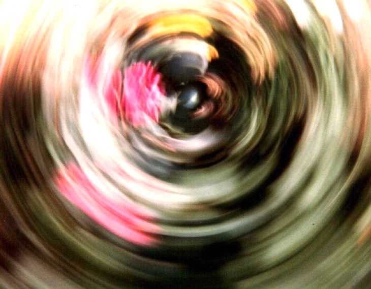 Experimental photography. Painting with light by twisting the camera