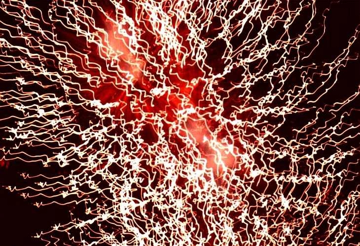 Psychedelic light explosion. Firework display, London