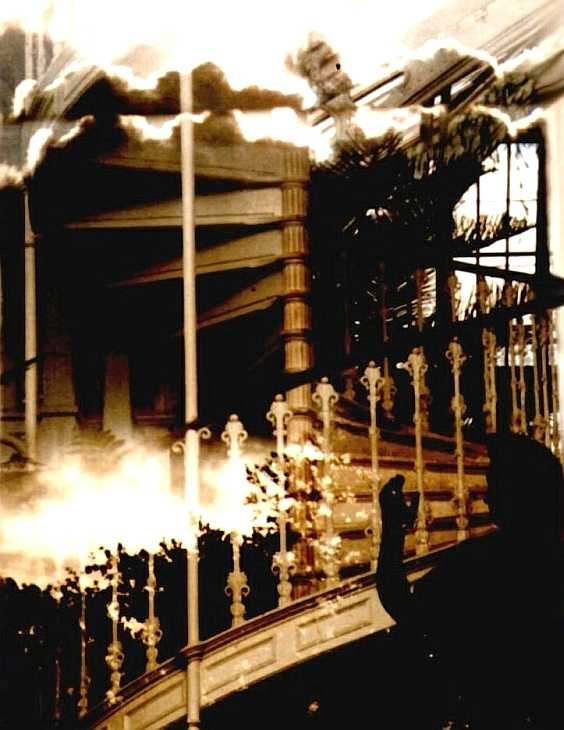 Statue and spiral staircase, Kew Gardens, London