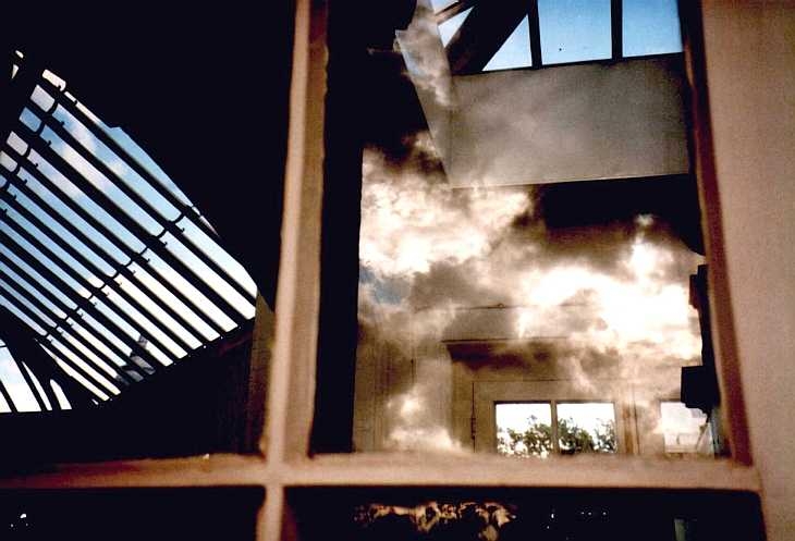 Window reflections on stormy day at Kew Gardens, London