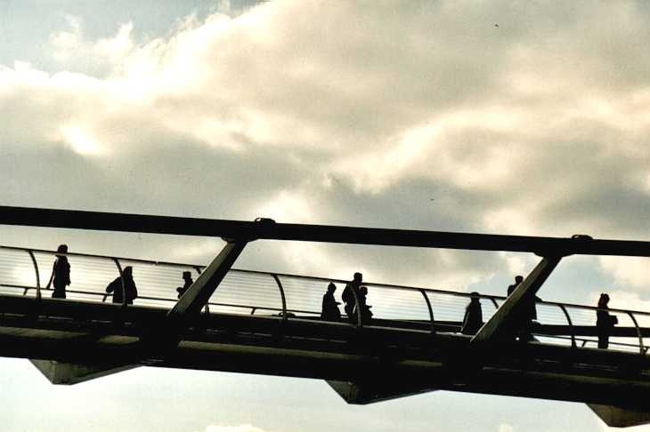 People on The Millennium Bridge, London