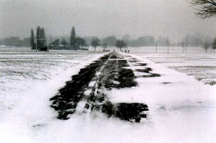 Path in snow in Regent's Park, London