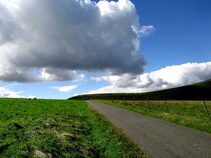 Hill, road and sky