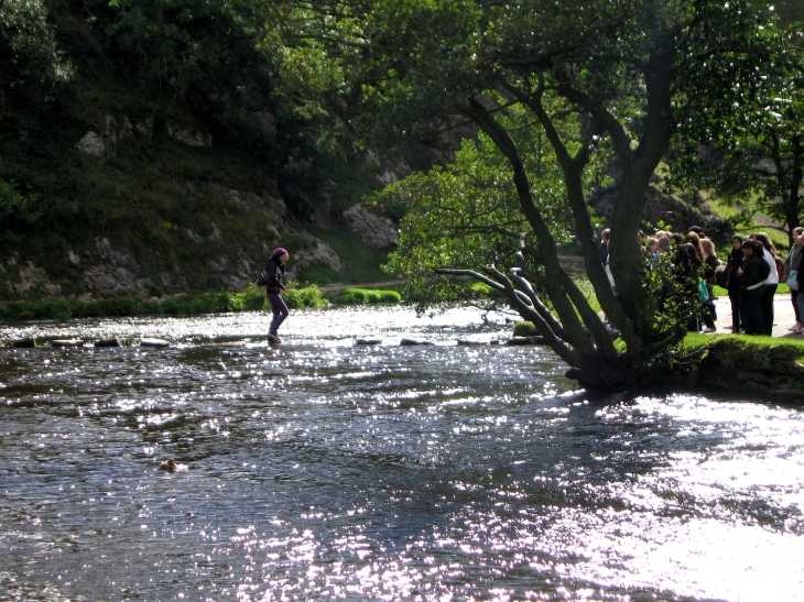 Crossing the River Dove in Dovedale