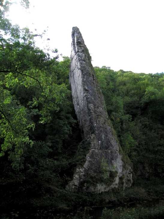 Rock pinnacle in Dovedale, The Peak District