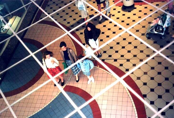 Ceiling mirror, shopping centre, Manchester
