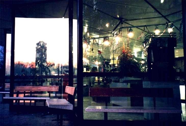 Cafeteria window at The Serpentine, Hyde Park, London