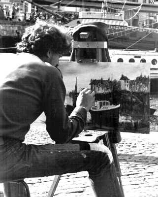 Artist on quayside