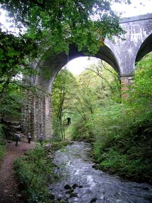 Abseiling over the River Chee, Chee Dale