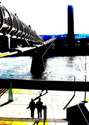 Couple below The Millennium Bridge