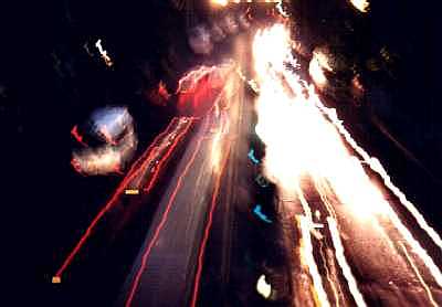 Lights on The Embankment, London at night