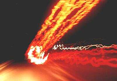 Lights on motorway - time exposure from moving car