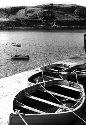 Rowing boats on jetty, Skye
