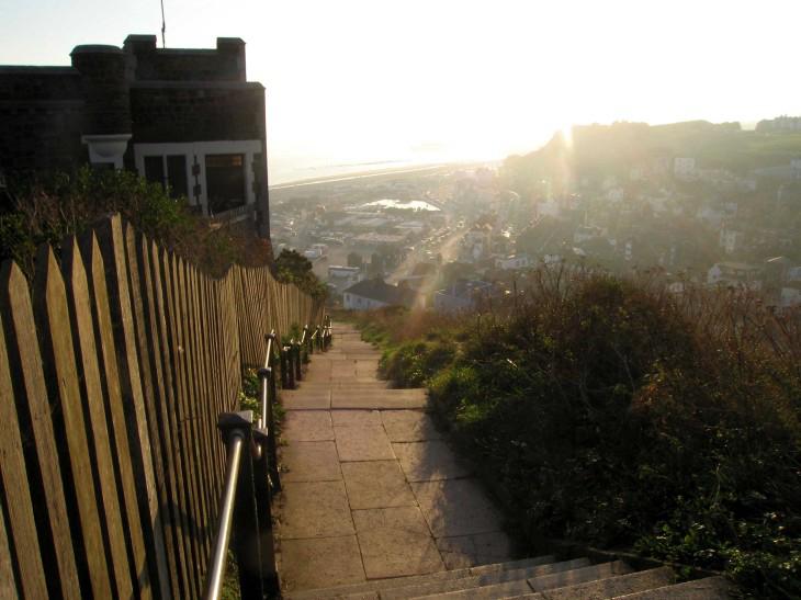 Steep steps down the East Hill at Hastings